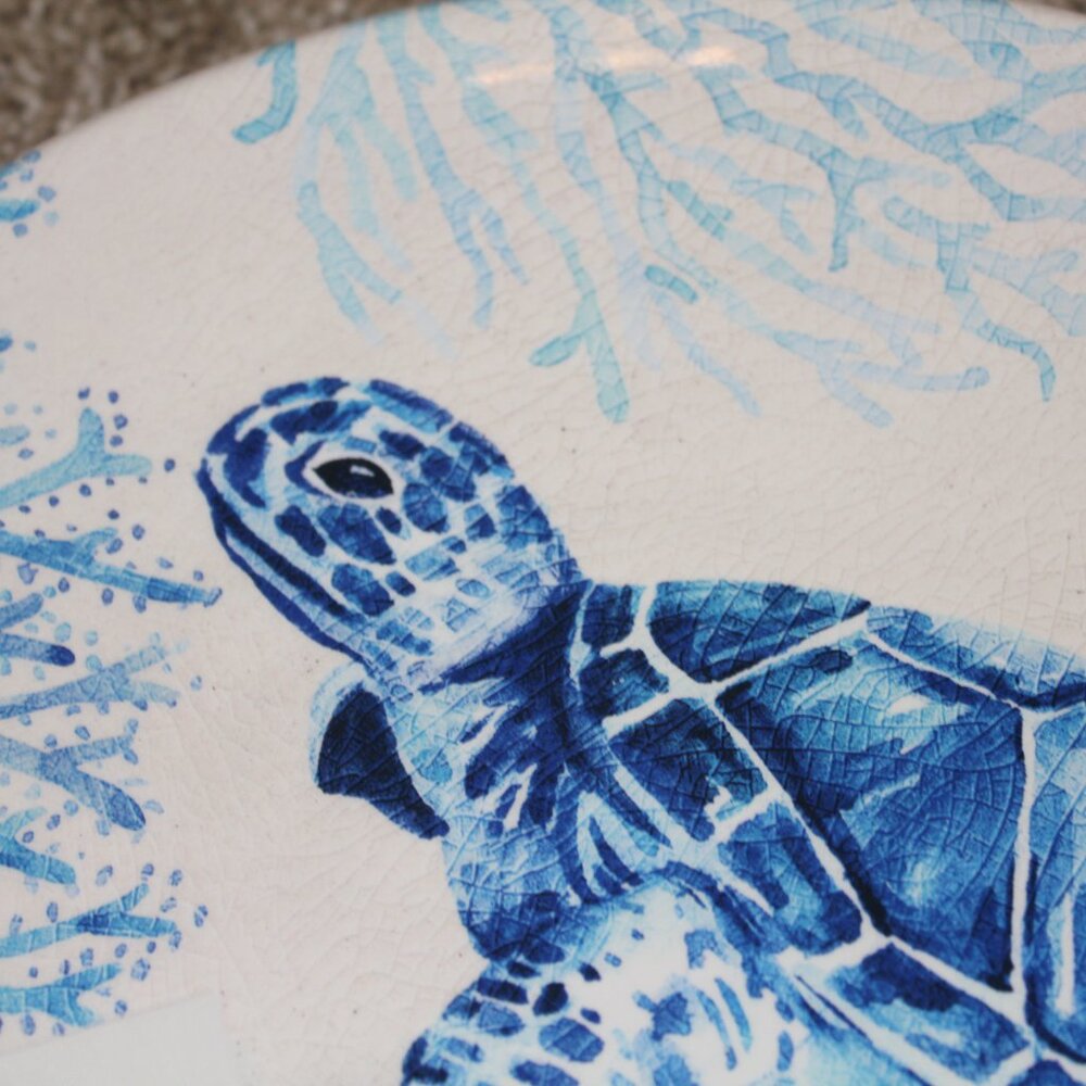 Wind & Water Coastal Dinner Plates Sea Turtle Set of 4 Melamine 11" Blue NWT - Picture 2 of 7
